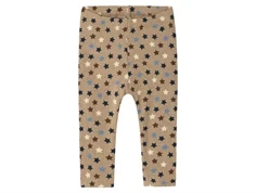 Lysebrune leggings med stjerneprint i blå og brune farver fra Name It 3235995 weathered teak